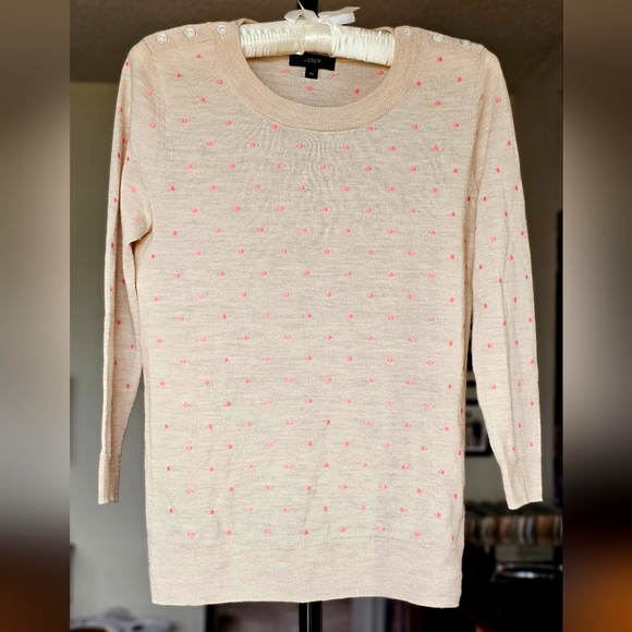 J. Crew Sweaters - J.Crew Merino Wool Pink Polka Dot Pullover